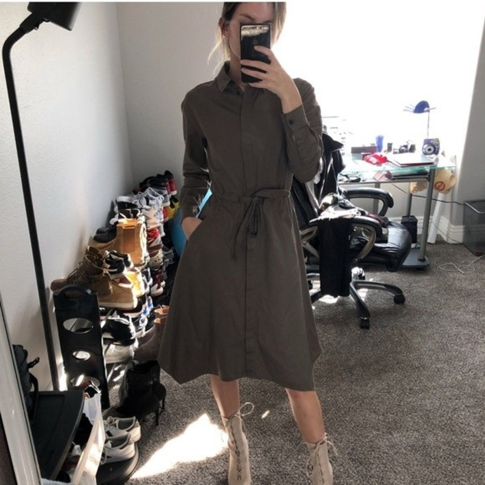 All Saints Riva Olive Green Trench Coat Dress size 6 Medium